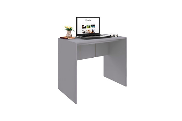 With its clean, minimalist design, the Cornelia desk is suitable for home offices or executive environments with a young and urban atmosphere. Functional in the right measure, this desk is perfect for organizing the office. It's also a perfect design for any room environment, including an office, kids room or studio.Accommodates most flat-panel tvs up to 32" | Details include lower relief design | Gray finish | Painted back allows you to use this product in the center of a room or for a sectional divider | Includes state-of-the-art uv-painted finish | Made with wood | Assembly required