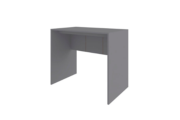 With its clean, minimalist design, the Cornelia desk is suitable for home offices or executive environments with a young and urban atmosphere. Functional in the right measure, this desk is perfect for organizing the office. It's also a perfect design for any room environment, including an office, kids room or studio.Accommodates most flat-panel tvs up to 32" | Details include lower relief design | Gray finish | Painted back allows you to use this product in the center of a room or for a sectional divider | Includes state-of-the-art uv-painted finish | Made with wood | Assembly required