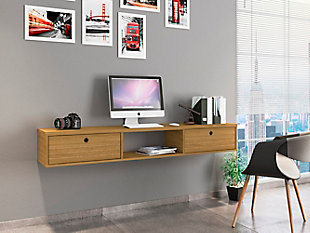 Liberty 63" Floating Office Desk, Brown, rollover