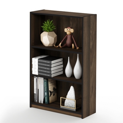 Bookcase with Adjustable Shelves, Walnut Shelf Organizers storage