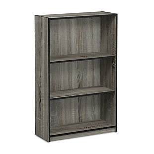 Furinno JAYA Simple Home 3-Tier Adjustable Shelf Bookcase, French Oak Gray, large