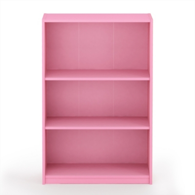 Furinno JAYA Simple Home 3-Tier Adjustable Shelf Bookcase, Pink, large