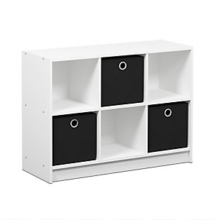 Furinno Basic 3x2 Bookcase Storage with Bins, White/Black, large