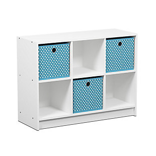 Furinno Basic 3x2 Bookcase Storage with Bins, White/Light Blue, large