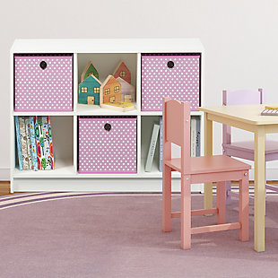 Furinno Basic 3x2 Bookcase Storage with Bins, White/Pink, rollover