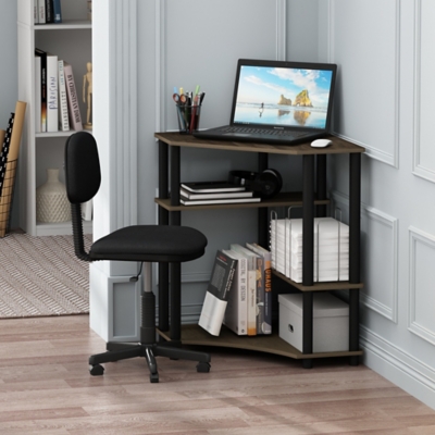 Furinno Turn-N-Tube Space Saving Corner Desk with Shelves, , rollover