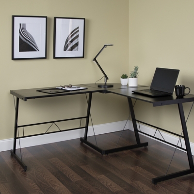 OFM Essentials 60" Metal L-Shaped Desk, Black, large