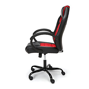 The Essentials Collection High-Back Gaming Chair is a racing style, ergonomic and quality made piece of furniture packed full of features that make it a perfect addition to your office and gaming sessions alike and is one of the best gaming chairs around. This affordable, stylish gaming chair is upholstered with breathable mesh fabric and PU leather, while the gaming chairs’ comfort features include an integrated padded headrest, integrated lumbar support and arm pads for comfort during those long hours at the office or gaming. This video game chair features several ergonomic features such as a generous tilt from upright to laid back, tilt tension and pneumatic height adjustment. Perfect for esports gamers, the high-back, sturdy metal base and steel frame ensure that you feel supported in all the right spots to maximize your experience. The multipurpose online gaming chair holds users up to 275 lb and measures 28.3" D x 26" W x 42.5"- 46.5" H with a seat thickness of 3.5". Relax knowing this desk chair is backed by the OFM Limited Warranty.Breathable mesh fabric | Integrated lumbar support | Integrated padded headrest and arm pads | Padded loop arm pads | Chair tilt functionality | OFM Limited Warranty