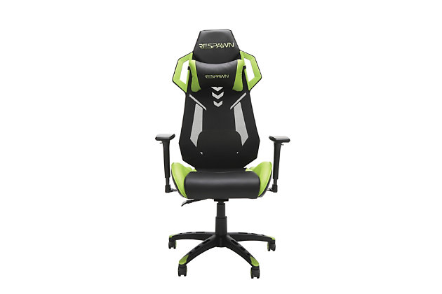 When the game heats up, stay calm and cool with the RESPAWN® 200 mesh back gaming chair, in Green. Featuring an innovative mesh backing, with a bonded leather seat, the RSP-200 helps keep you cool with maximum breathability. The tilt and lift controls are located to the right, beneath the seat base, and the gaming chair features tilt tension adjustment to control the speed of the 130-degree recline. The lumbar support is behind the mesh seat back and adjusts up and down, as well as pivots, allowing you to position it for the most comfort. The armrests are height adjustable and the seat can hold up to 275 lb. With 25 years of ergonomic workplace furniture experience, RESPAWN builds gaming furniture that is both durable and comfortable. An award-nominated brand, RESPAWN is committed to your satisfaction and covers this desk with our RESPAWN Limited Warranty. If you’re looking to stay cool, even during a heated match, the RSP-200 is your chair to pull off the win.GAMIFIED SEATING: A racecar-style gaming chair that provides luxury and comfort, whether it's used for intense gaming sessions and climbing to the top of the leaderboards or long work days. | ERGONOMIC COMFORT: This ergonomic chair has a steel tube frame design encased in molded foam which allows for highly-contoured support and an open back seat structure that allows for additional heat control. The adjustable headrest and pivoting lumbar support deliver comfort that lasts. | 4D ADJUSTABILITY: Find your optimal position by raising or lowering your chair, tweaking the height and depth of your armrests and reclining between 90 - 130 degrees with infinite angle lock. Full 360 degrees of swivel rotation enable dynamic movement. | PROFESSIONAL GRADE: Stay cool and in control. A reinforced mesh backing increases airflow to regulate body temperature and enable lightweight support. Use as a gamer chair or an office chair. Includes 275 pound weight capacity. | WE'VE GOT YOUR BACK: An award-nominated brand, RESPAWN is committed to your satisfaction and covers this video game chair with the RESPAWN Limited Warranty and dedicated, year-round representative support. | RESPAWN Limited Warranty