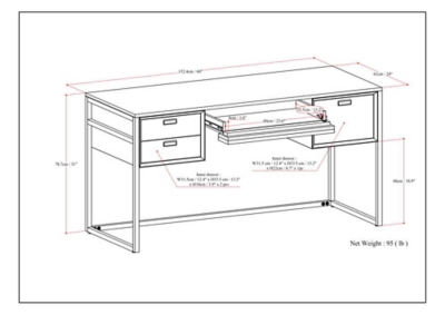 Simpli Home Banting Wide Desk in White