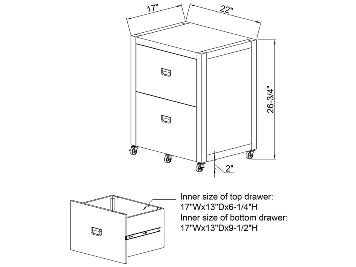 Linon Paige Rolling File Cabinet, White by Ashley, image size:1200x900