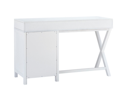 Linon Lakelyn 4-Drawer Desk, 48 Wide with Side Storage, White Finish 