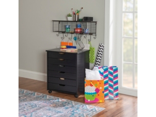 Linon Boyd 6-Drawer Wide Rolling Storage Cart