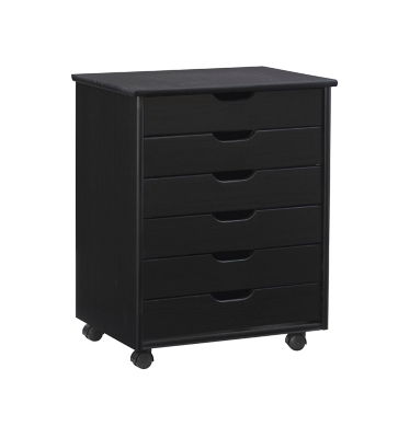 Linon Boyd Black 6-Drawer Wide Rolling Storage Cart, , large