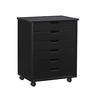 Linon Boyd 6-Drawer Wide Rolling Storage Cart, , large