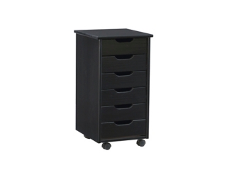 Linon Boyd Black 6-Drawer Rolling Storage Cart