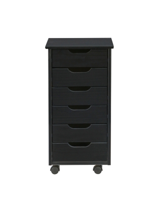 Linon Boyd Black 6-Drawer Wide Rolling Storage Cart
