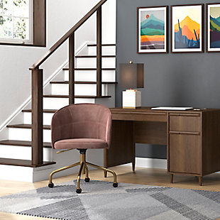 OFM Quarters and Craft Velvet Upholstered Task Chair, Office Chair, in Rose, Rose, rollover