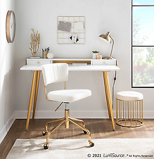 LumiSource Harvey Desk, Gold/White, rollover