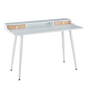 LumiSource Harvey Desk, White/Natural, large