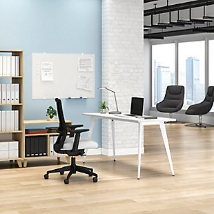 HON BASYX 55" Modern Executive Desk, White, rollover