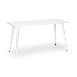 HON BASYX 55" Modern Executive Desk, White, large