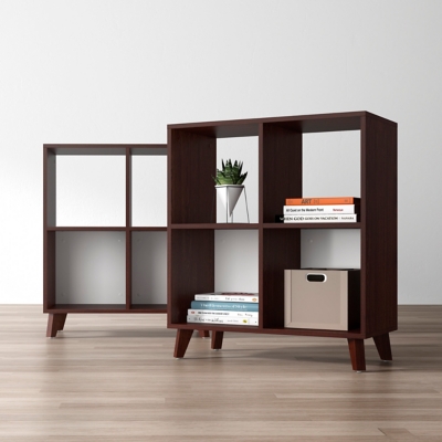 HON BASYX 36" Modern Cube Bookcase, Walnut, rollover