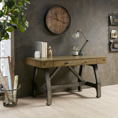 INK+IVY Lancaster 54" Desk, Oak/Silver, large