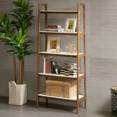 Madison Park Parker Bookshelf, Off White/Pecan, rollover