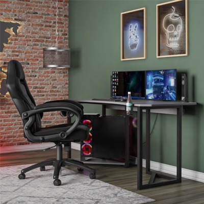 NTENSE Quest Gaming Desk with CPU Stand, Gray