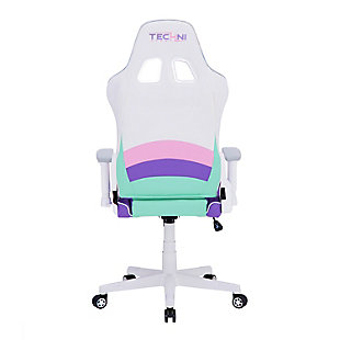 Ergonomic, high back, sleek and in kawaii style, a perfect choice for your gaming room or game station. Designed to provide an extra comfort during your gaming sessions with its neck pillow and heart shaped plush cushion for lumbar support. Made with rich and high quality PU, memory foam seat and iridescent trim outlining the seat enhances your gaming experience. Features steel structure, pneumatic seat height adjustment, tilt with tension lock mechanism, 150 degree reclining mechanism, 2D adjustable white padded armrests and 5-star durable white nylon base, non-marking casters, we got you covered. This chair supports the weight limit of 250lbs and comes with limited warranty.Made with high quality PU | Pneumatic Seat Height Adjustable Mechanism | High Quality Memory Foam Seat and Back | 150 degree Back Reclining mechanism | Adjustable Height: 49.5-53" | Tilt with Tension Control Mechanism | 2D White Adjustable Padded Arms, Lumbar Cushion and Neck Pillows included | Steel Structure, Durable White Nylon Base with Non-Marking Casters | Weight Capacity: 250 Lbs., ships in 1 Box |   2 Year Limited Warranty on parts and defects / lifetime on internal steel frame