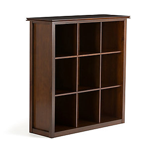 Simpli Home Artisan Wooden 9-Cube Bookcase and Storage Unit, Russet Brown, large
