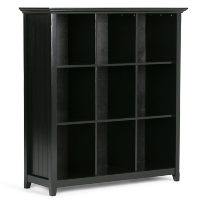 Simpli Home Acadian Wooden Rustic 9-Cube Bookcase, Black, large
