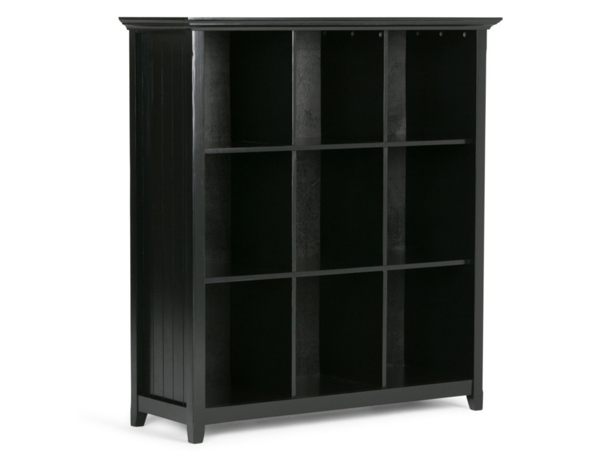 Simpli Home Acadian Wooden Rustic 9-Cube Bookcase, Black, large