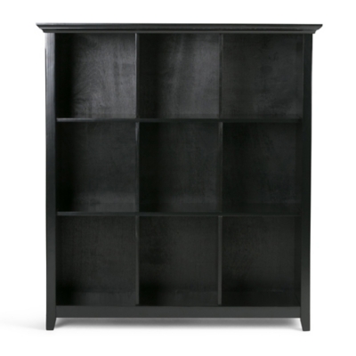 Simpli Home Acadian Wooden Rustic 9-Cube Bookcase, Black, large