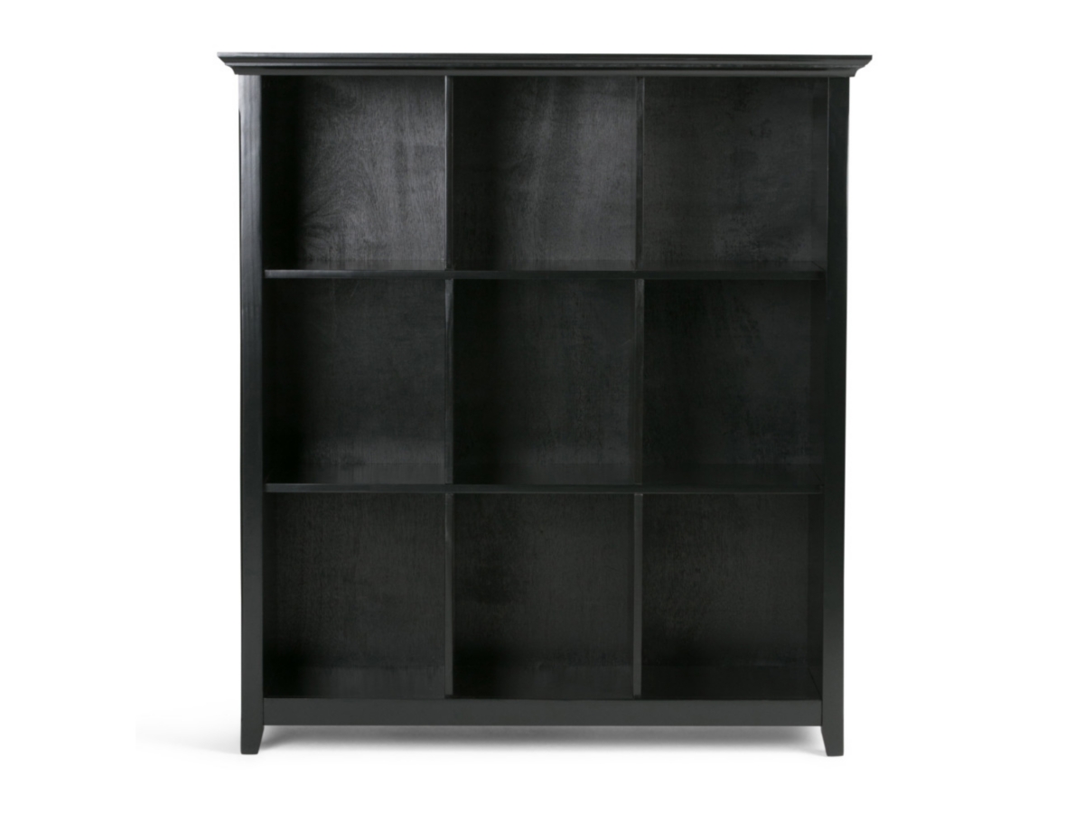 Simpli Home Acadian Wooden Rustic 9-Cube Bookcase, Black, large