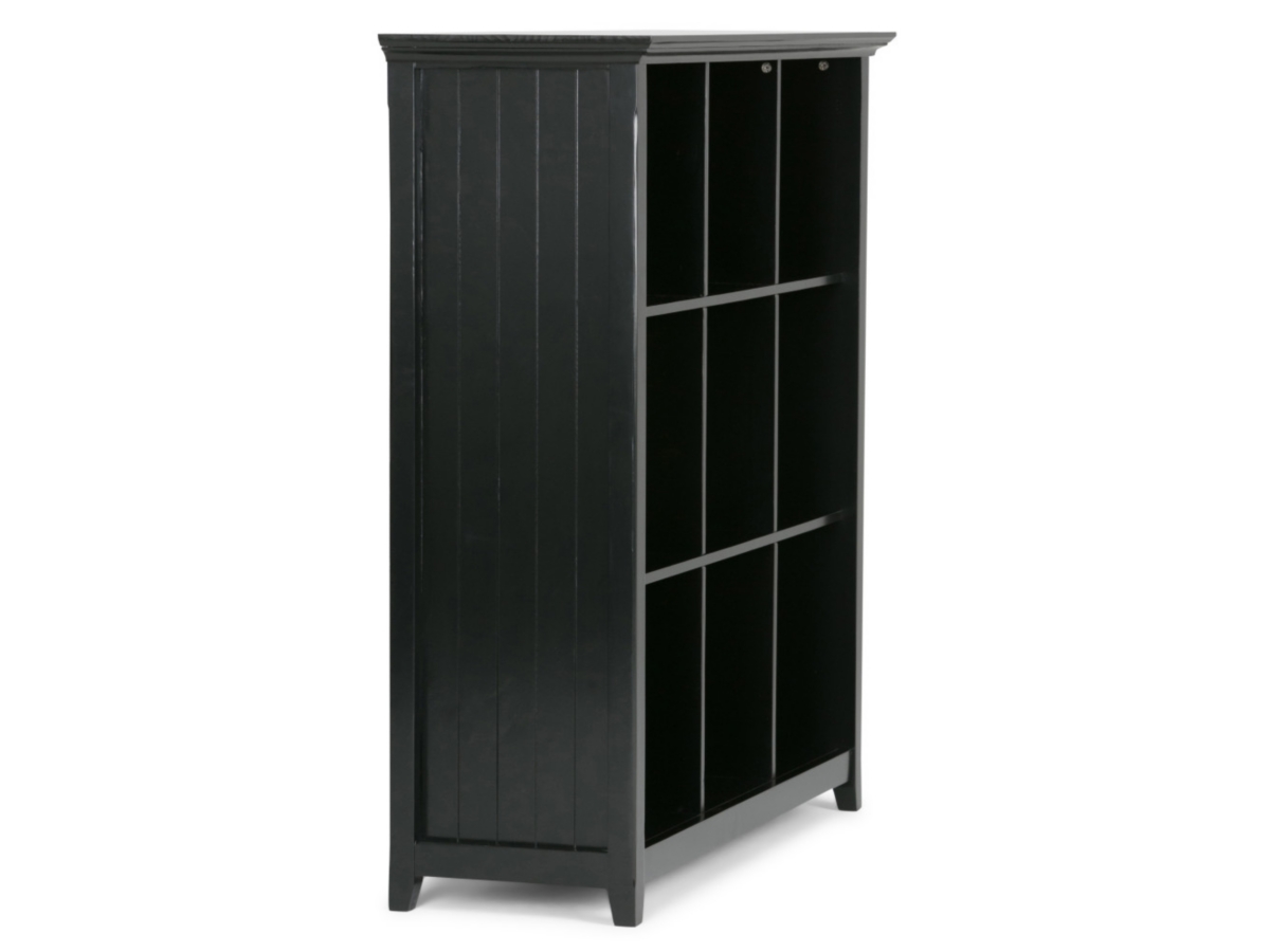 Simpli Home Acadian Wooden Rustic 9-Cube Bookcase, Black, large