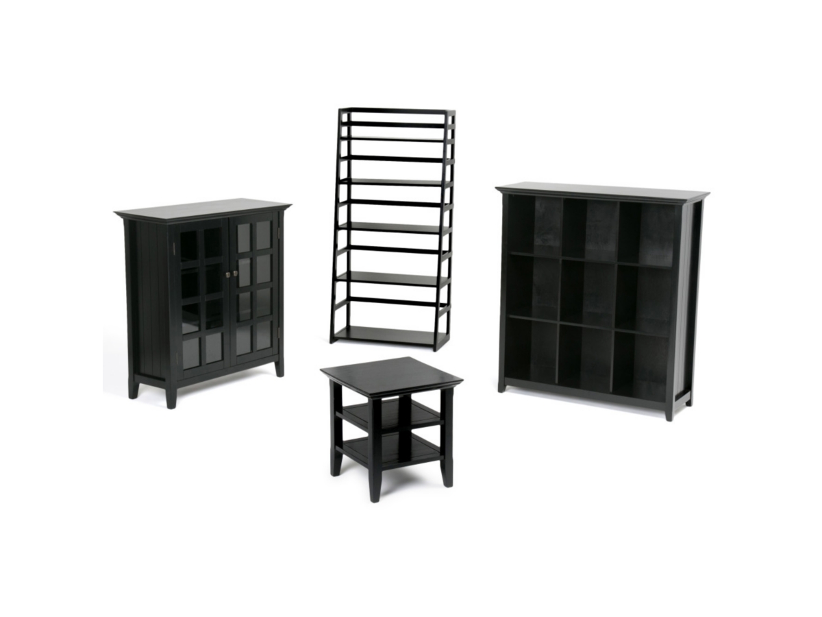 Simpli Home Acadian Wooden Rustic 9-Cube Bookcase, Black, large