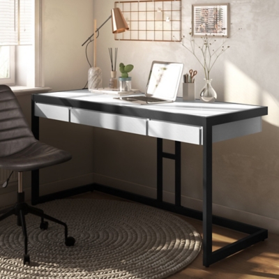 "Erina Industrial 60" Writing Office Desk", White