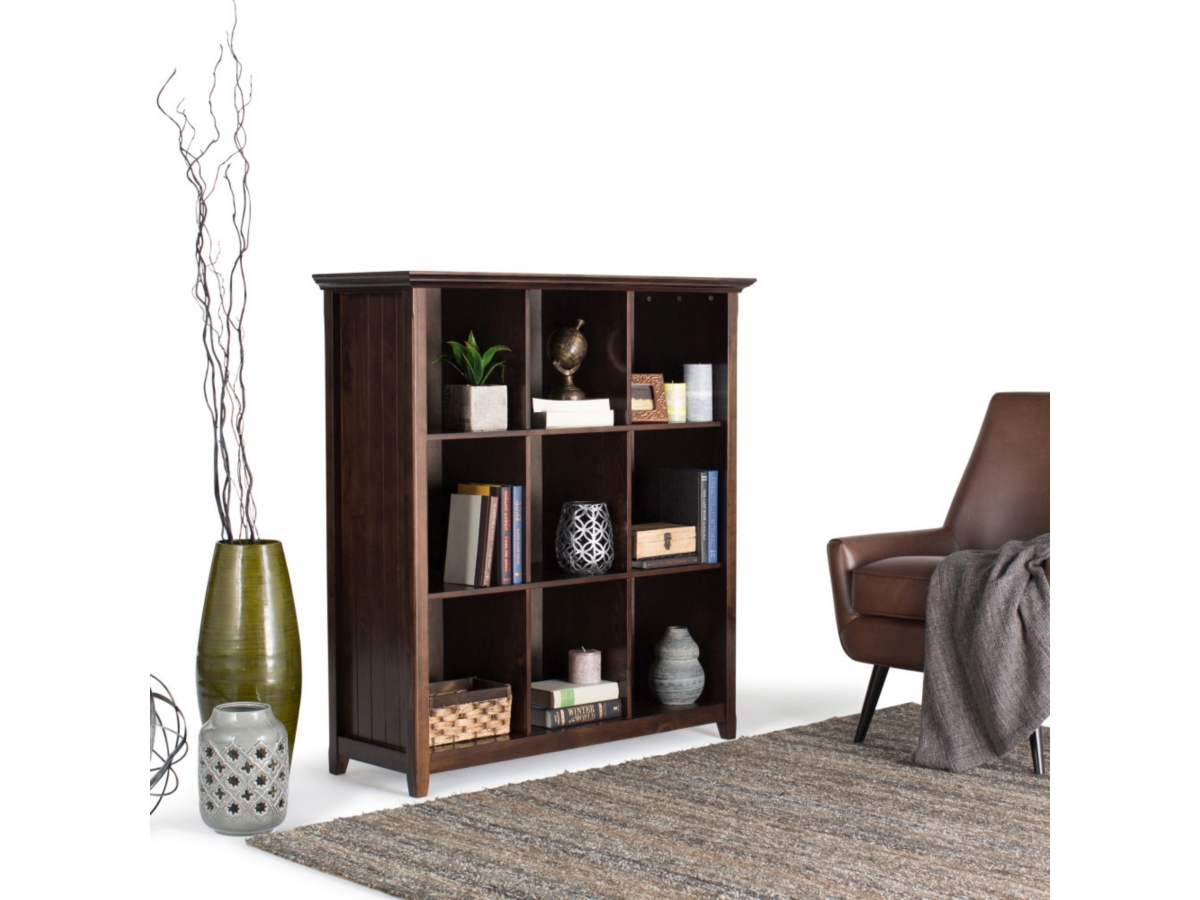 Simpli Home Acadian Rustic 9 Cube Bookcase and Storage Unit, Brown, large