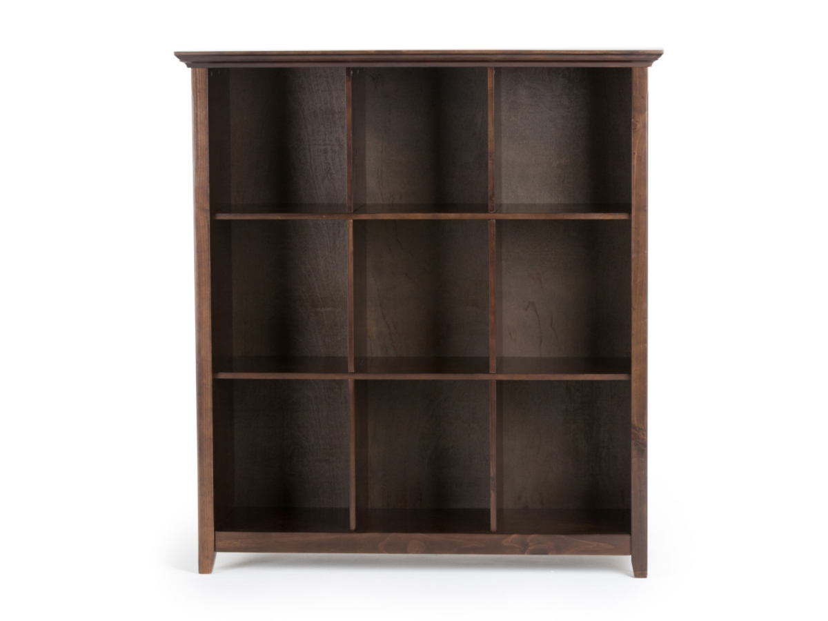 Simpli Home Acadian Rustic 9 Cube Bookcase and Storage Unit, Brown, large