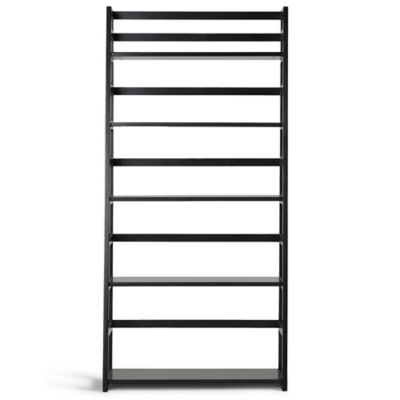 Simpli Home Acadian 63" Wooden Rustic Ladder Bookcase, Black, large