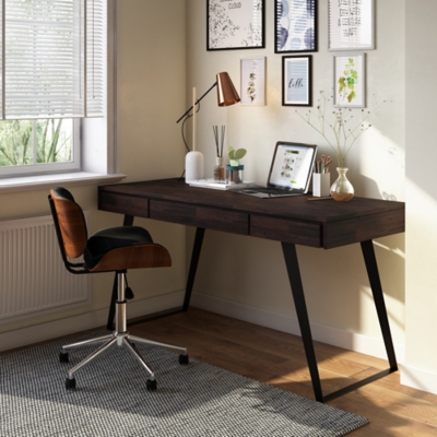 Simpli Home Lowry 54" Industrial Desk, Brown, large