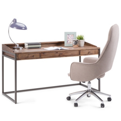 Simpli Home Dylan Solid Wood Industrial 60 in. Wide Writing Office Desk in Black