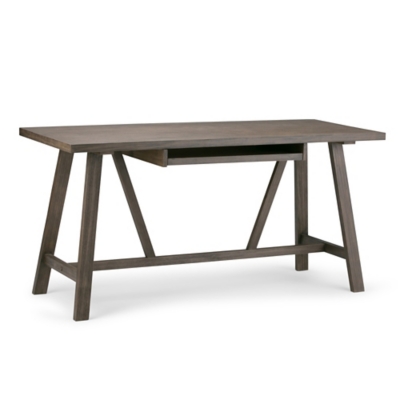 Simpli Home Dylan 60" Wooden Desk, Brown, large