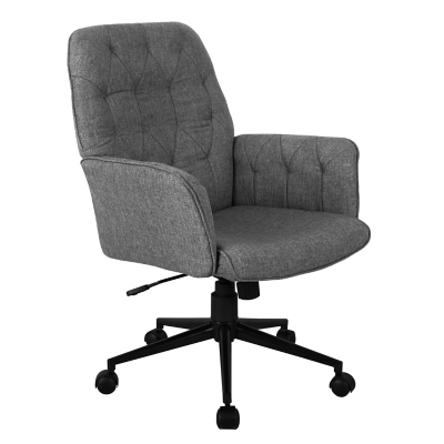 Upholstered office chair discount with arms and wheels