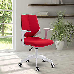 Techni Mobili Height Adjustable Mid Back Office Chair, Red, rollover