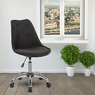Techni Mobili Armless Task Chair with Buttons, Black, rollover