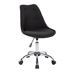 Techni Mobili Armless Task Chair with Buttons, Black, large