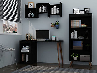 Hampton 3-Piece Extra Storage Home Office Set, Black, rollover